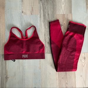 Victoria secret red seamless sports bra & legging set